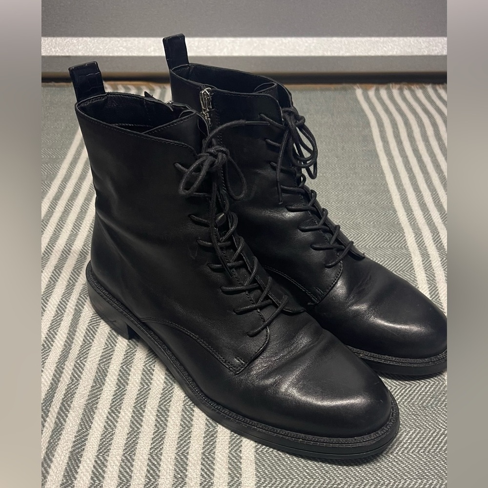 Sam Edelman Nina Black Leather Lace-Up‎ Boots